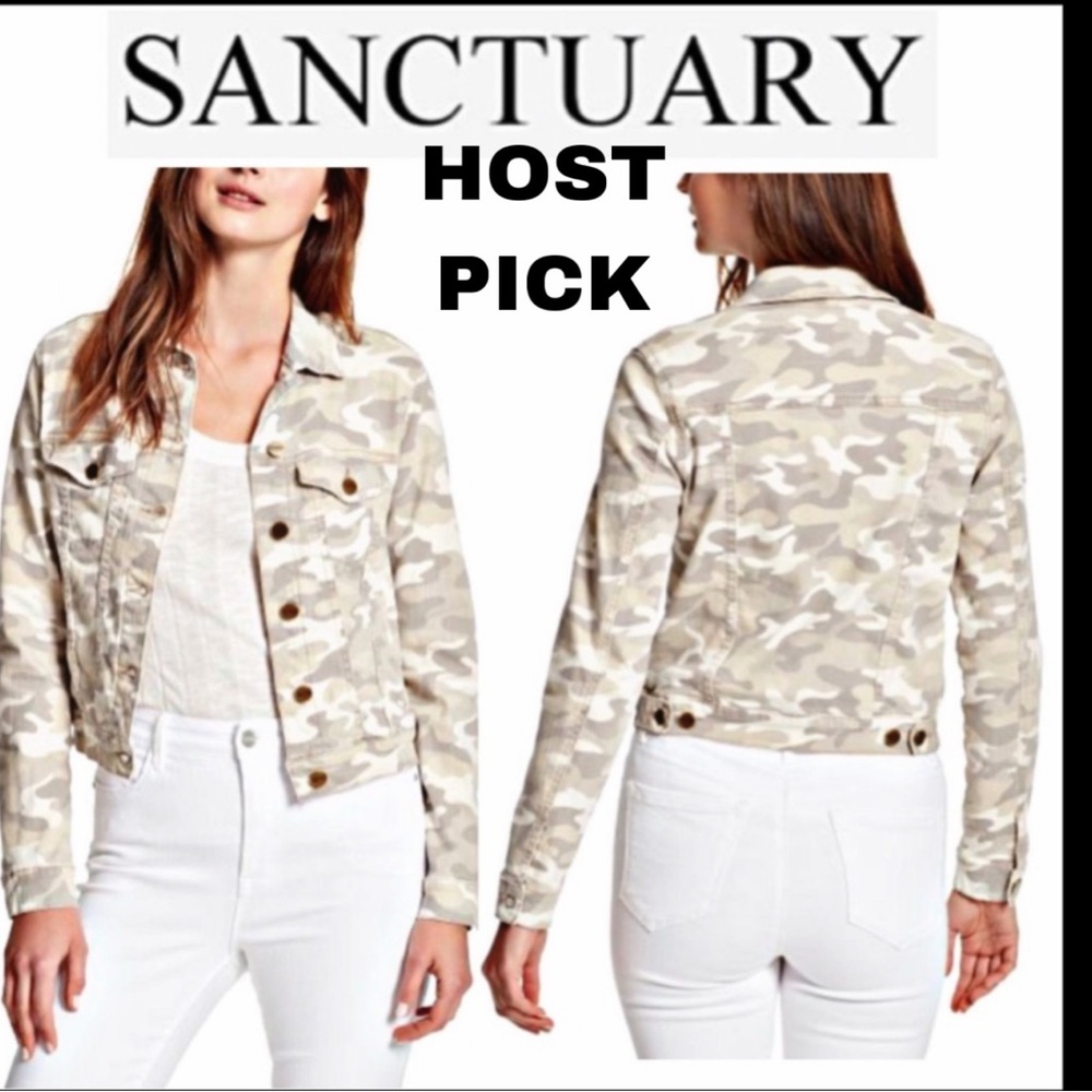 NWT SANCTUARY BEIGE CAMO KYLIE DENIM JACKET S